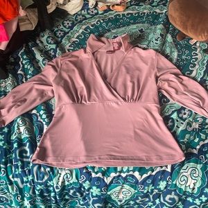 A pink, half sleeve top, good for formal, work business, S